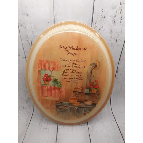 Vtg Mealtime Prayer Resin Wall Plaque Cozy Country Kitchen Stove Alan Grant Art - Picture 2 of 5